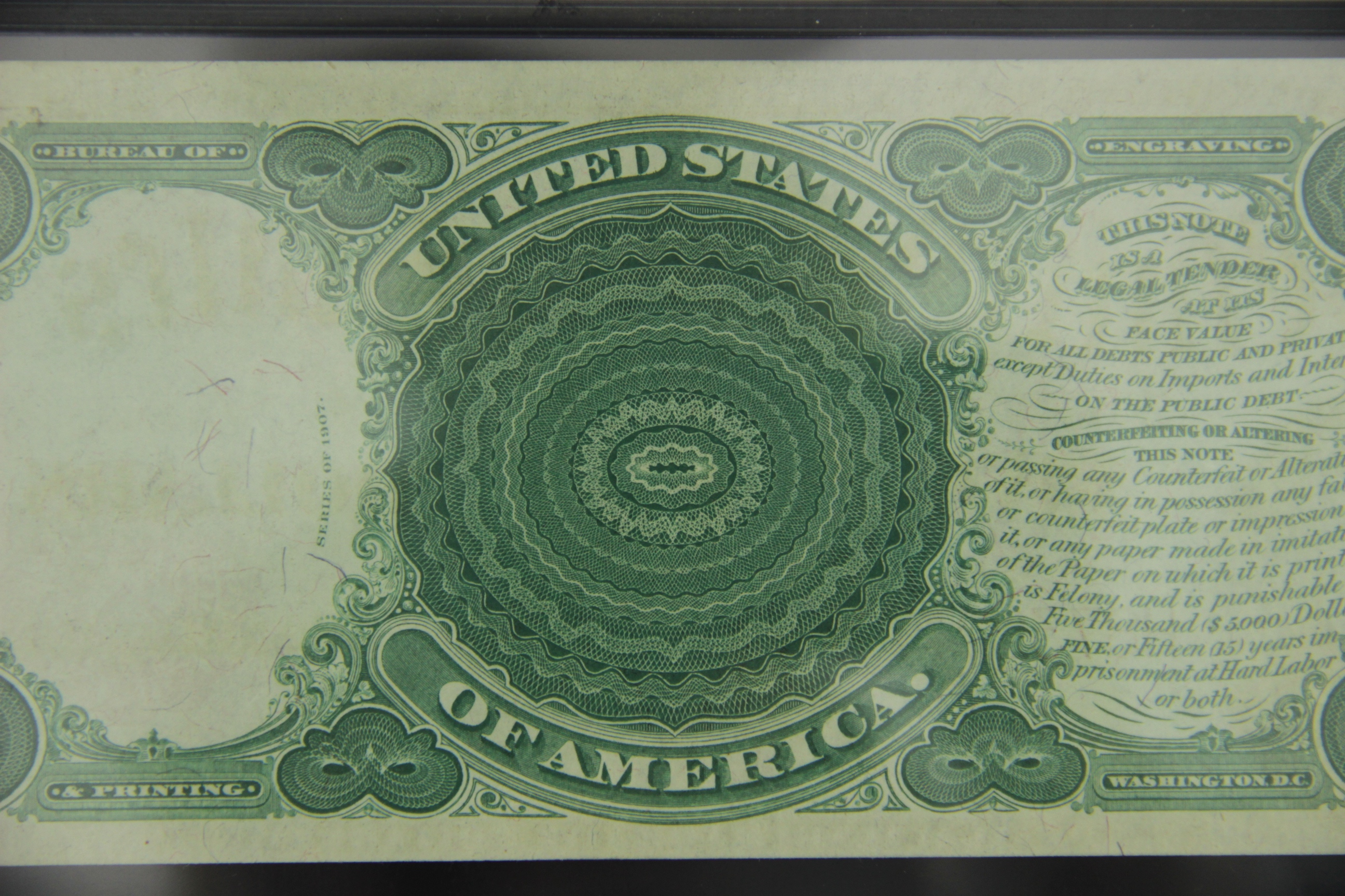 "Series of 1907" US Five Dollar "Woodchopper" Bill