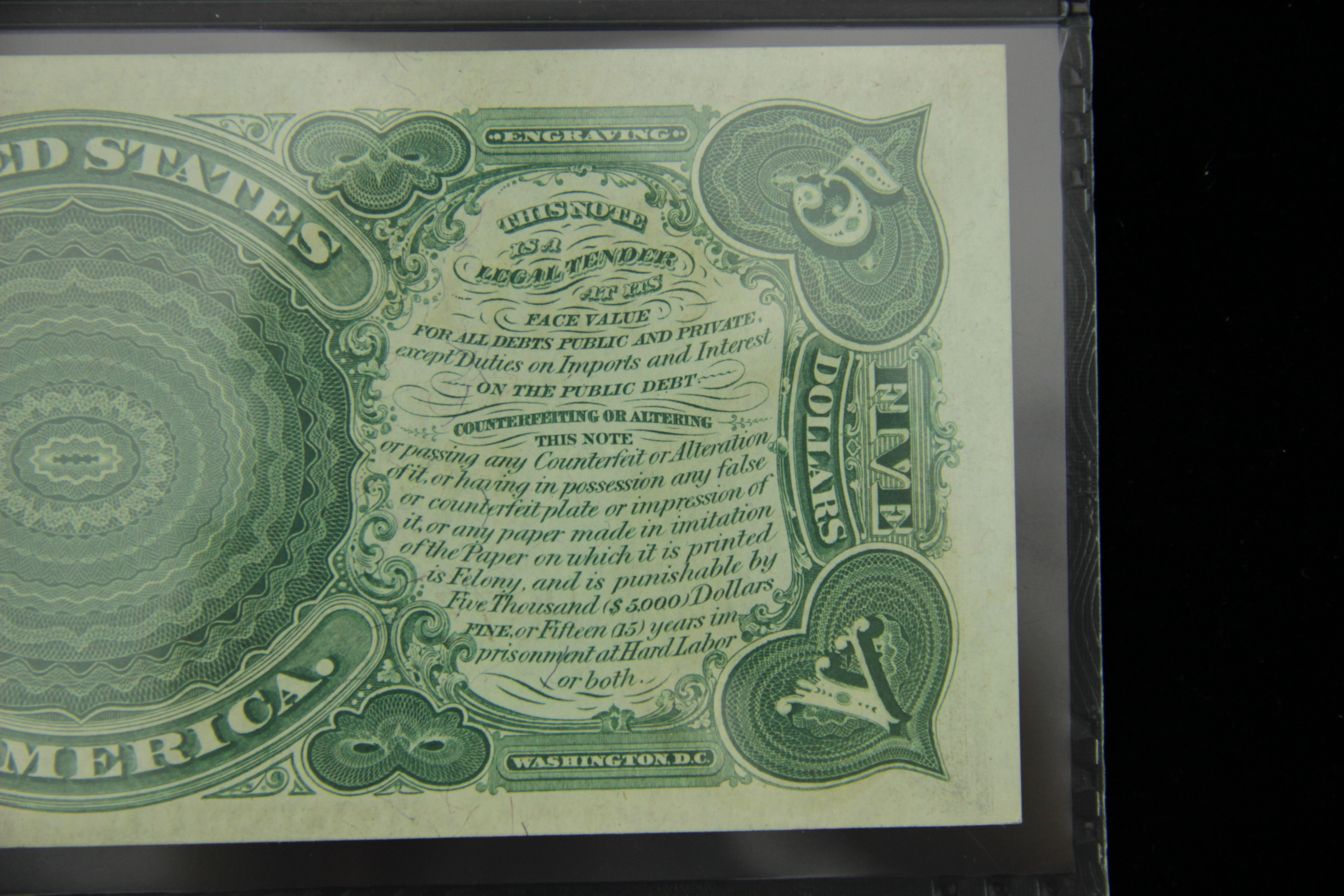 "Series of 1907" US Five Dollar "Woodchopper" Bill