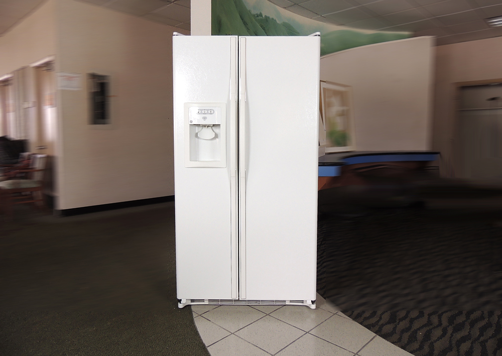 White GE Side By Side Refrigerator