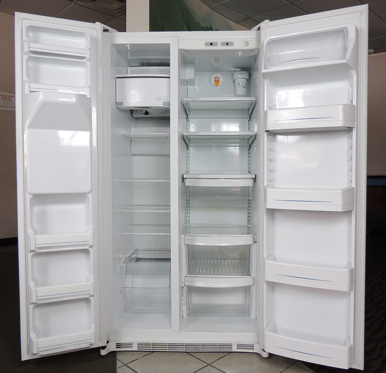 White GE Side By Side Refrigerator