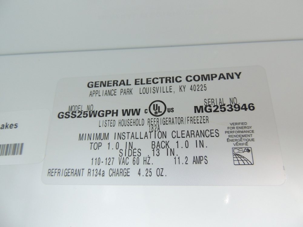 White GE Side By Side Refrigerator