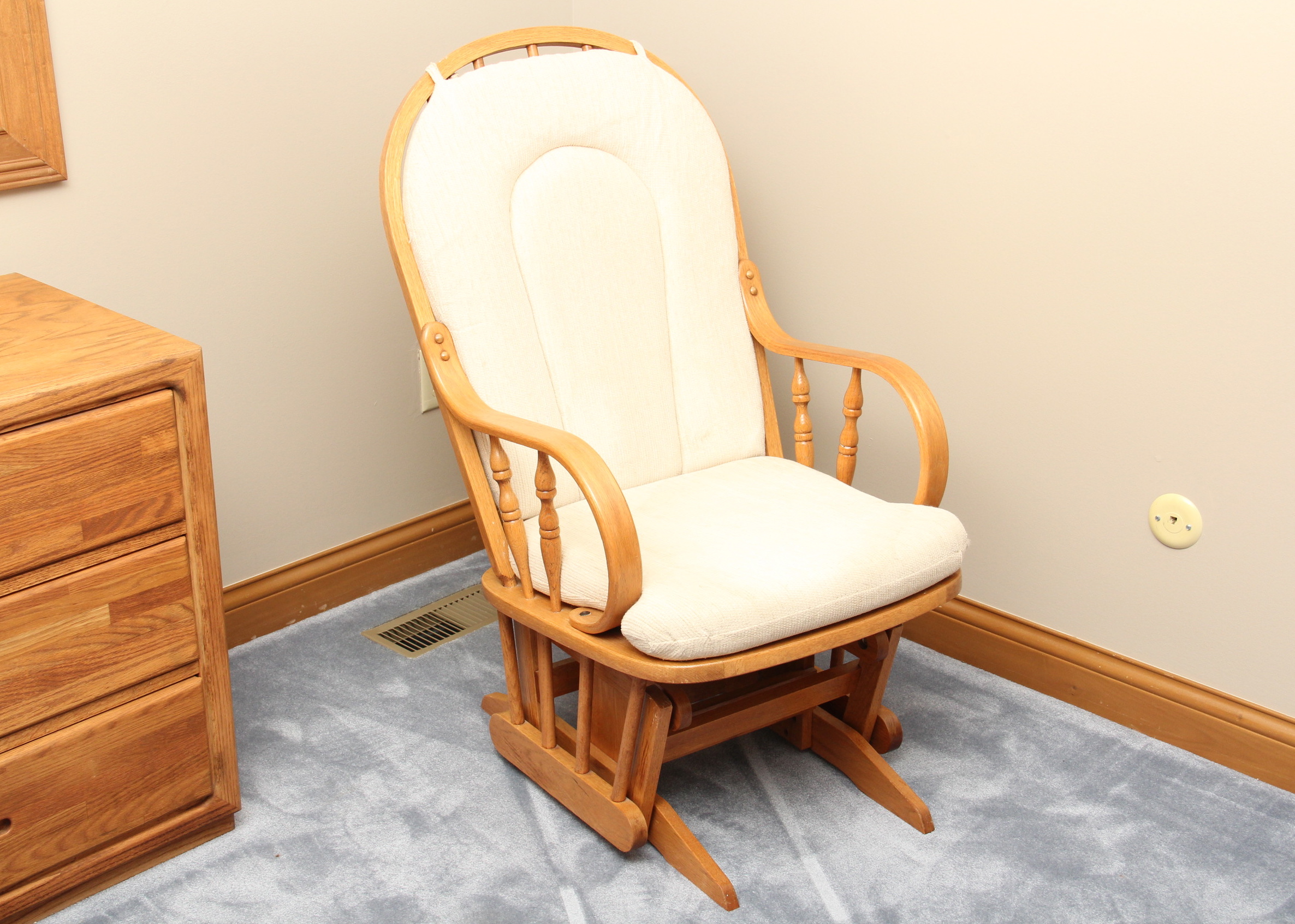 Solid Oak Glider Rocking Chair