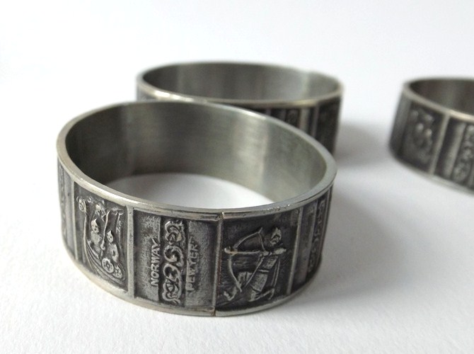 Mid-Century Norwegian Pewter Napkin Rings