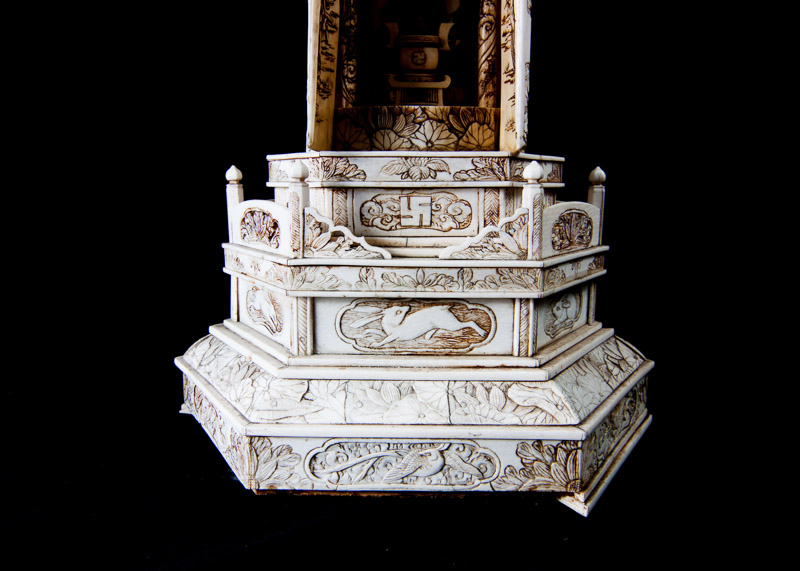 19th Century Japanese Hand-Carved Ivory Zushi Shrine