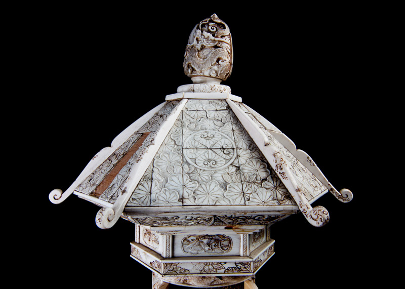 19th Century Japanese Hand-Carved Ivory Zushi Shrine