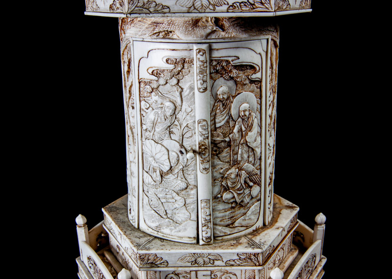 19th Century Japanese Hand-Carved Ivory Zushi Shrine
