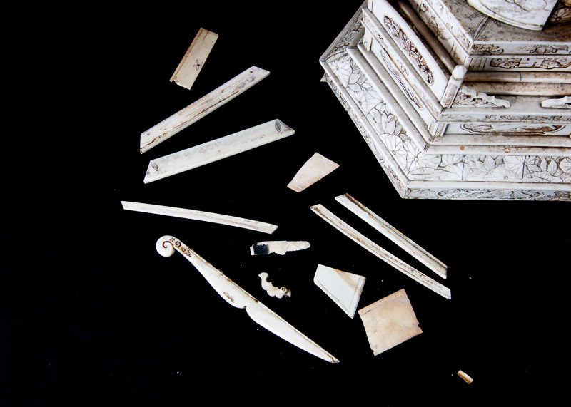 19th Century Japanese Hand-Carved Ivory Zushi Shrine