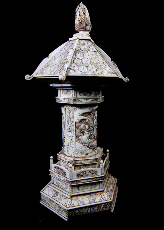 19th Century Japanese Hand-Carved Ivory Zushi Shrine