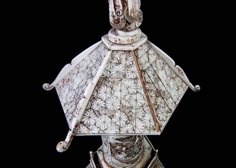 19th Century Japanese Hand-Carved Ivory Zushi Shrine