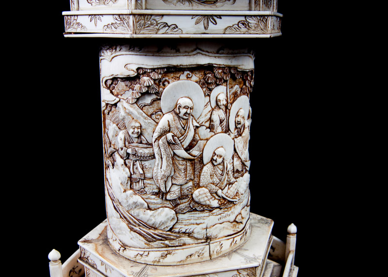 19th Century Japanese Hand-Carved Ivory Zushi Shrine