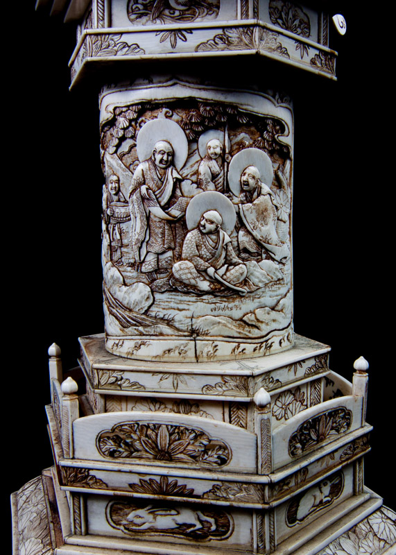 19th Century Japanese Hand-Carved Ivory Zushi Shrine