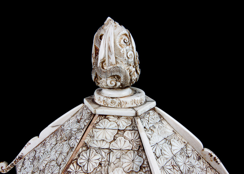 19th Century Japanese Hand-Carved Ivory Zushi Shrine