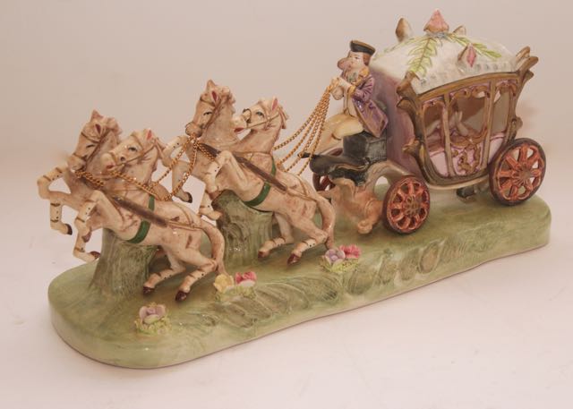 Horse-Drawn Carriage Porcelain Figurine