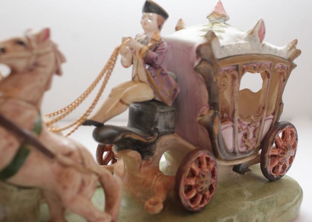 Horse-Drawn Carriage Porcelain Figurine