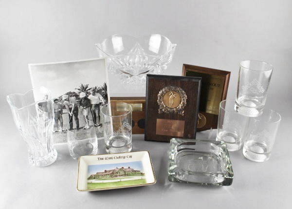 Vintage Golf Trophies, Bronze and Lead Crystal