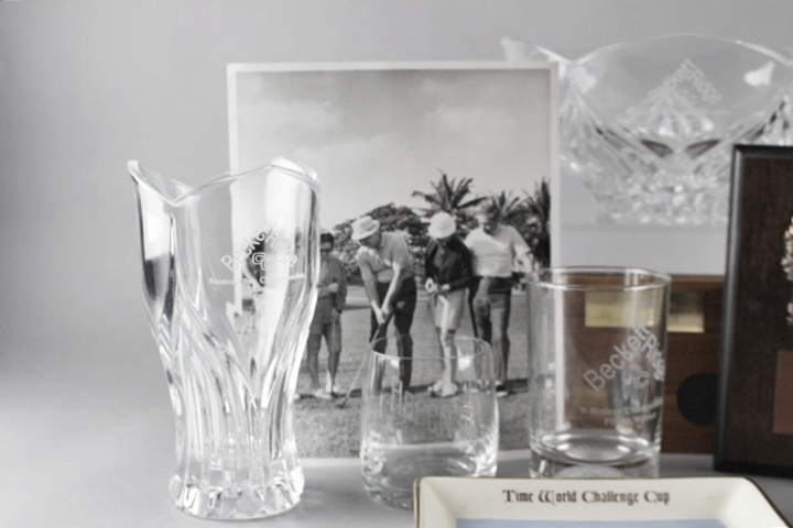 Vintage Golf Trophies, Bronze and Lead Crystal