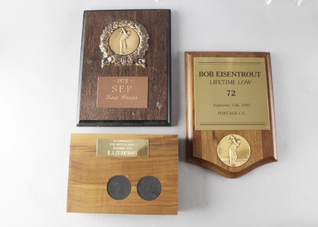 Vintage Golf Trophies, Bronze and Lead Crystal