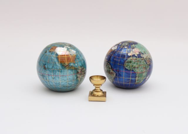 Two Alexander Kalifano Gemstone Globes