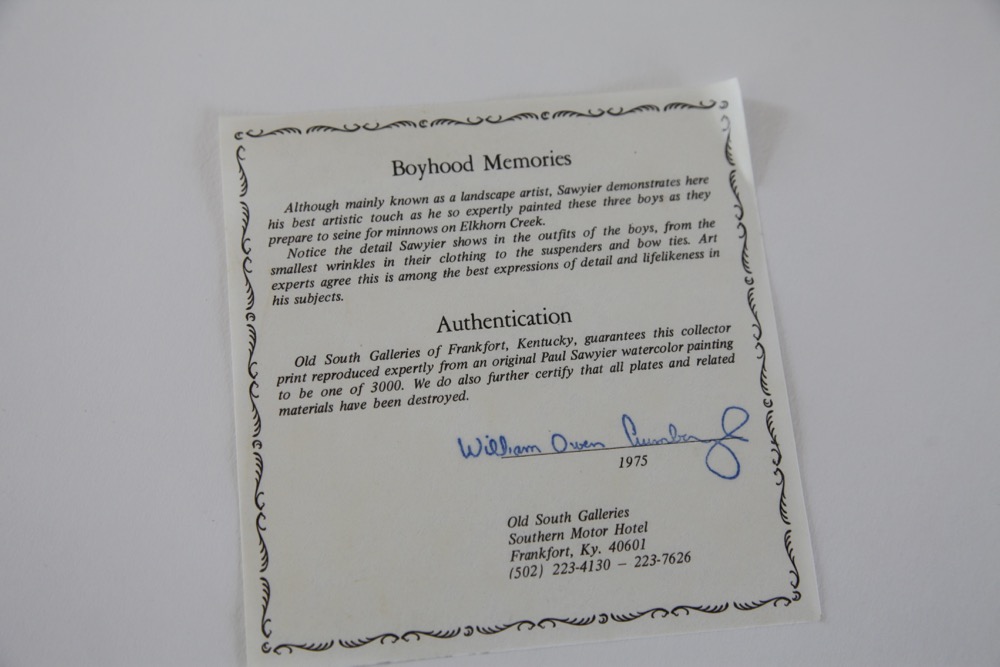 "Boyhood Memories" Framed Lithograph Print by Paul Sawyer