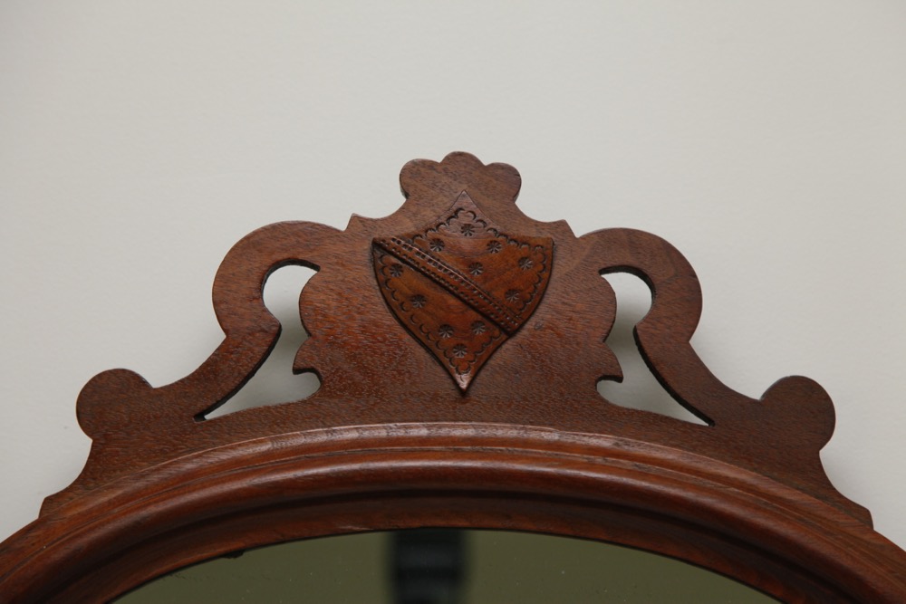 Gothic Revival Walnut Dresser with Mirror and Marble Top
