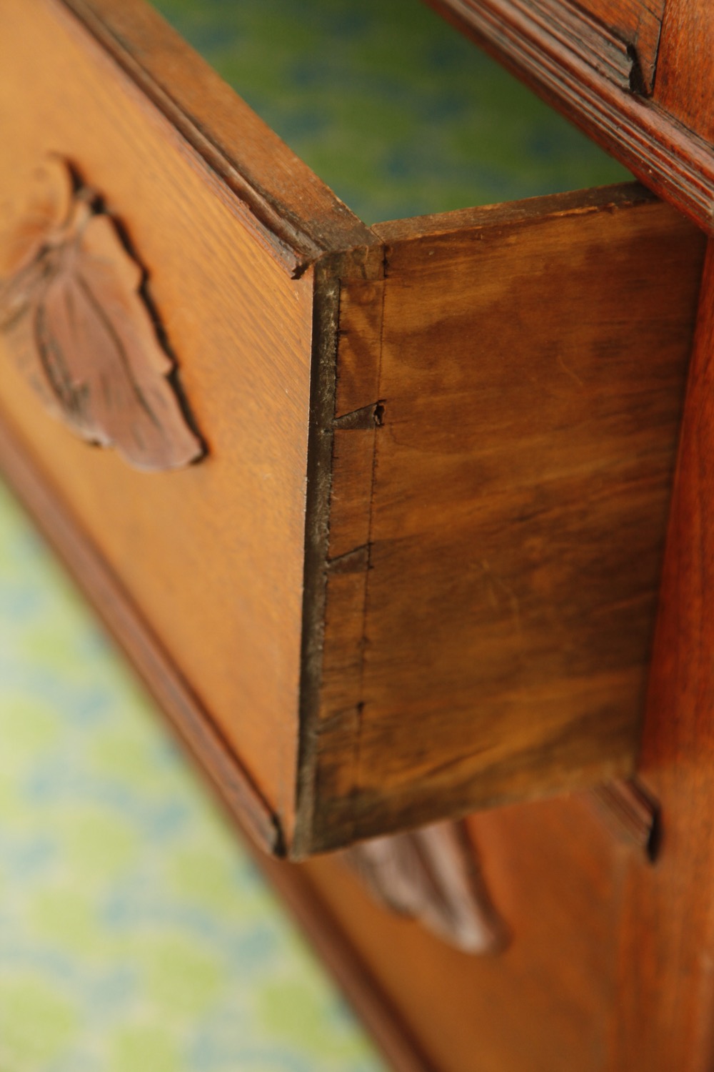 Gothic Revival Walnut Dresser with Mirror and Marble Top