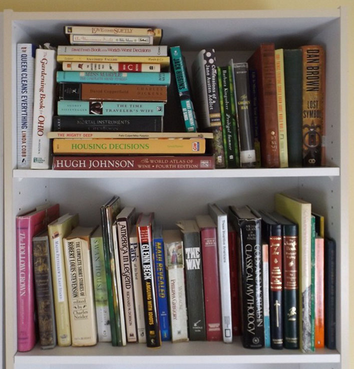 Two Shelves of Modern and Classic Books