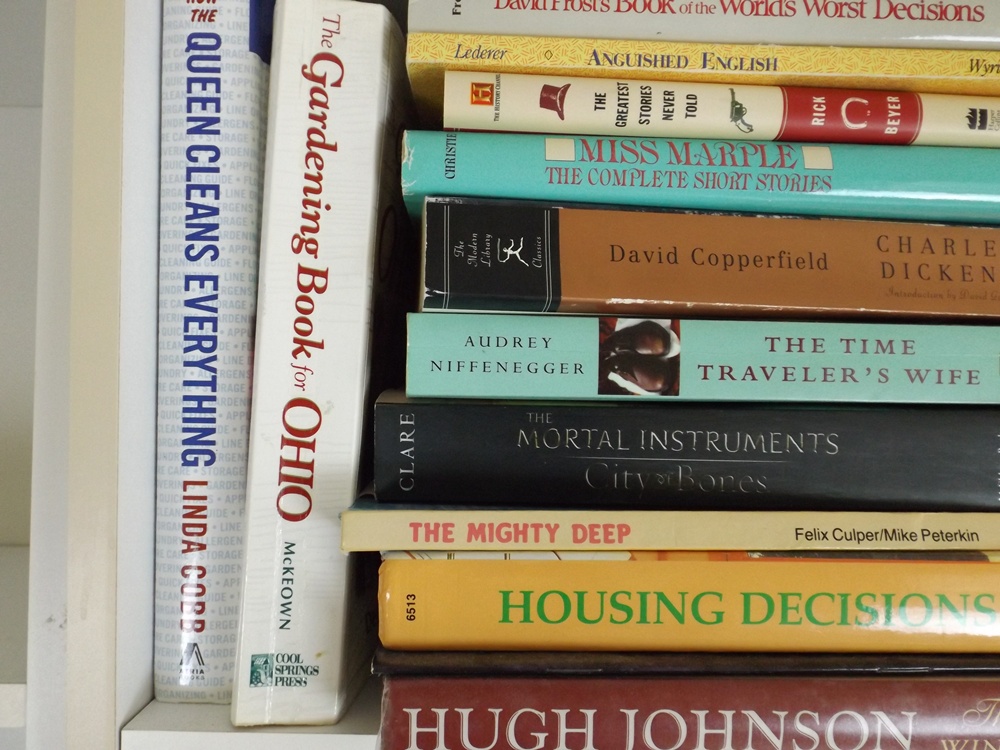 Two Shelves of Modern and Classic Books