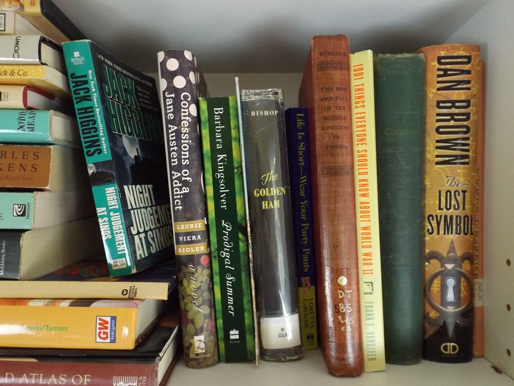Two Shelves of Modern and Classic Books