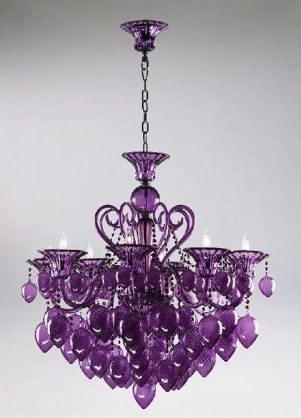 Bella Vetro Purple Murano Style Glass Chandelier