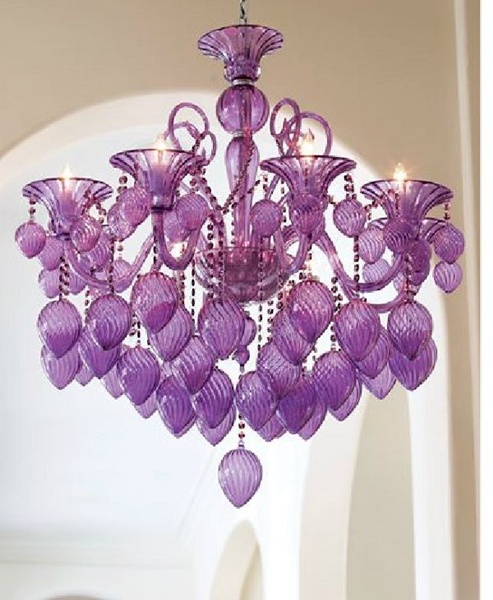 Bella Vetro Purple Murano Style Glass Chandelier