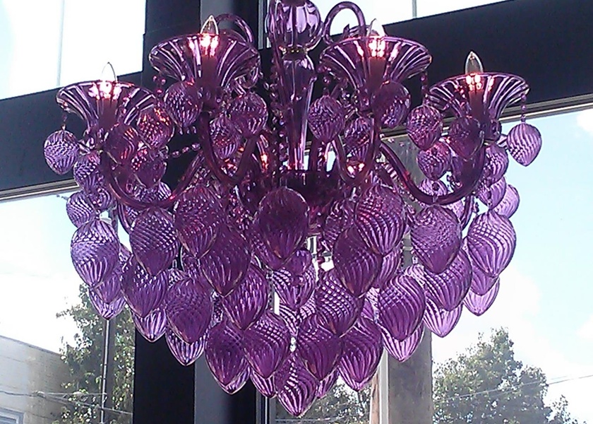 Bella Vetro Purple Murano Style Glass Chandelier