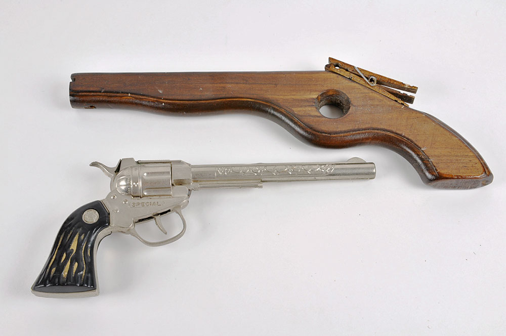 Vintage Kids Cap Gun and Homemade Rubberband gun