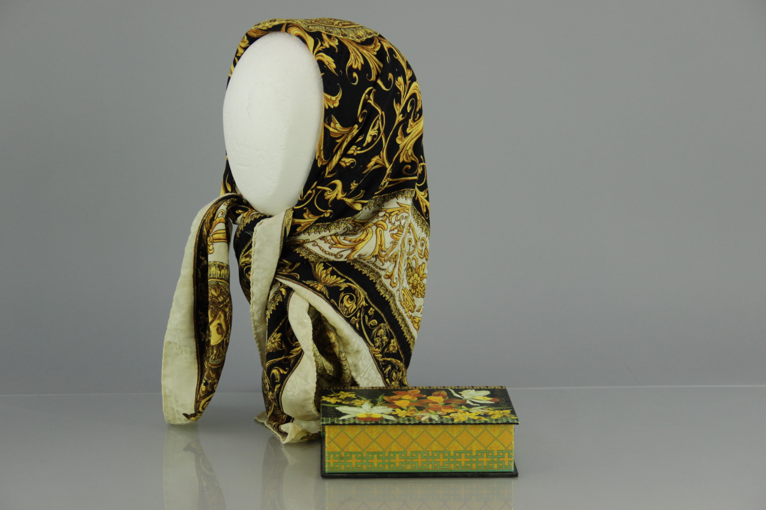 Vintage Italian Silk Head Scarf with Box