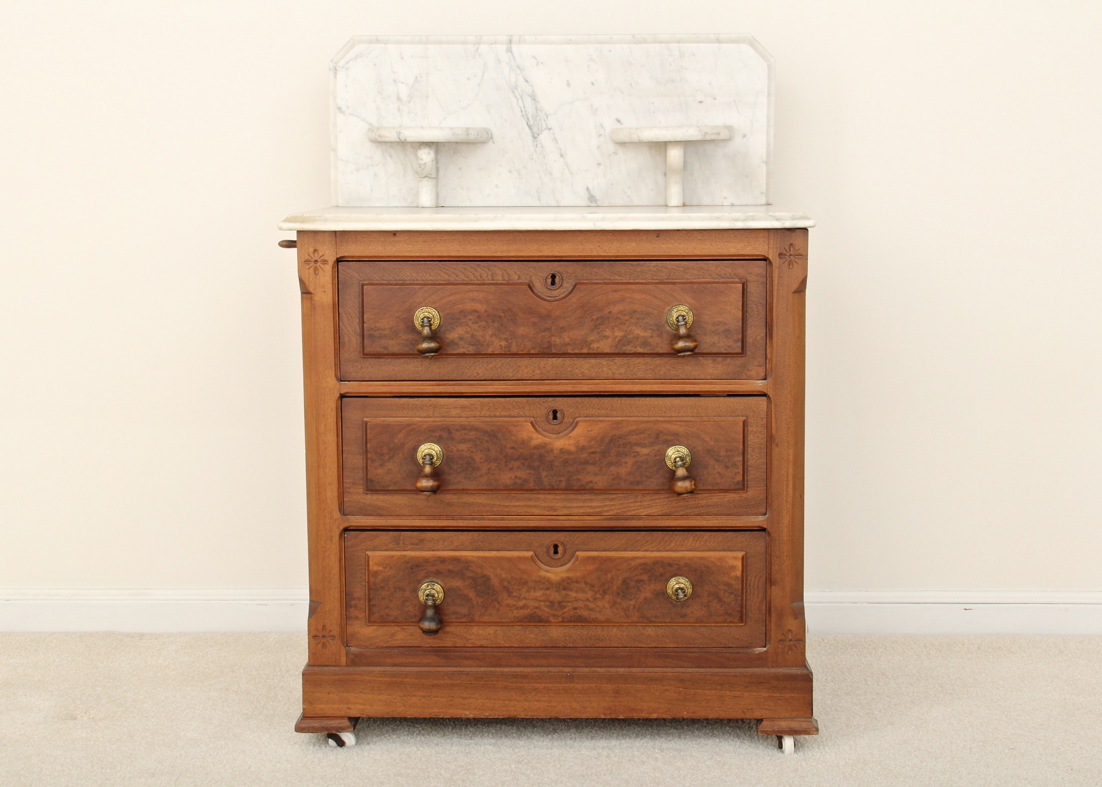 Antique Carrara Marble Top Washstand