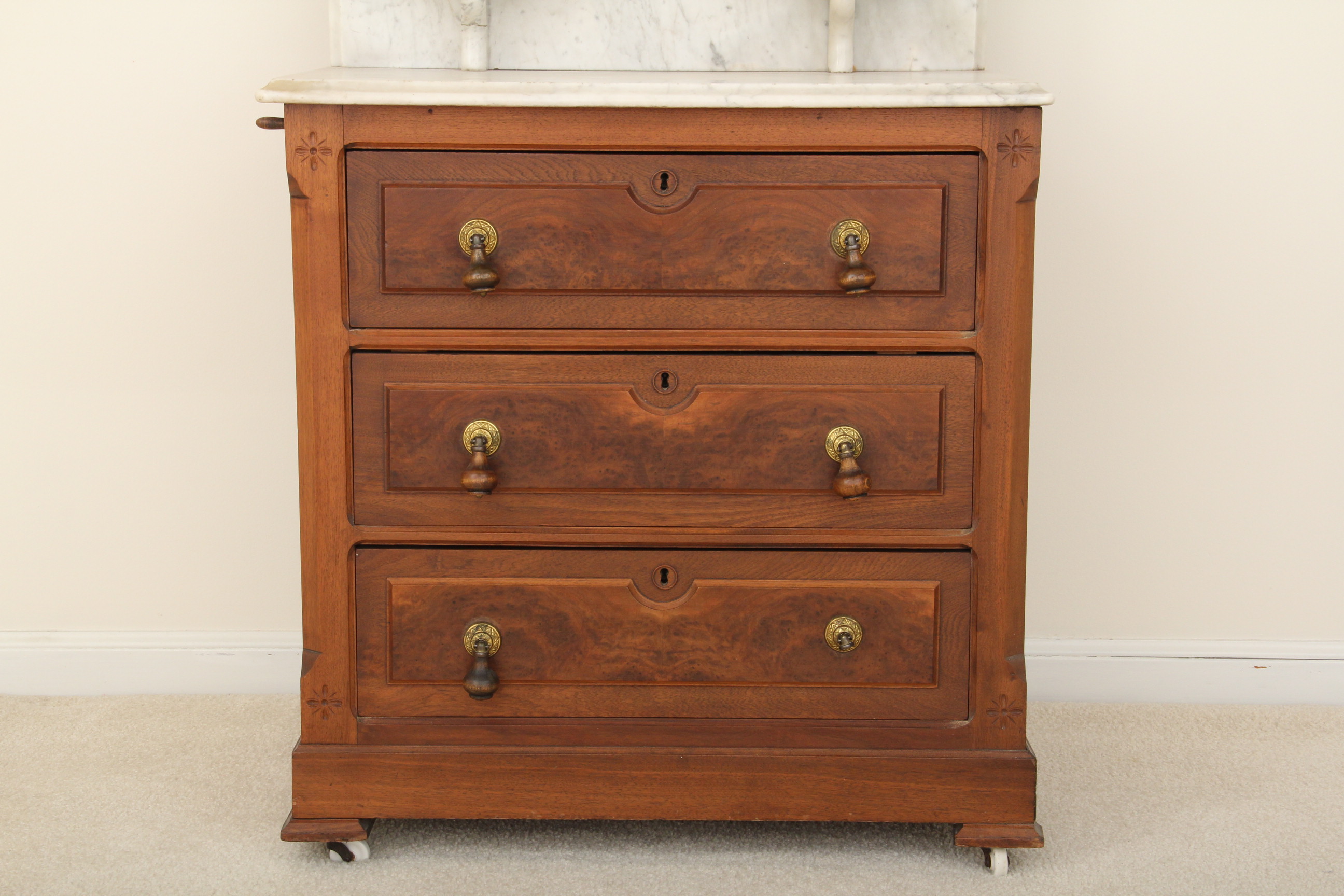 Antique Carrara Marble Top Washstand