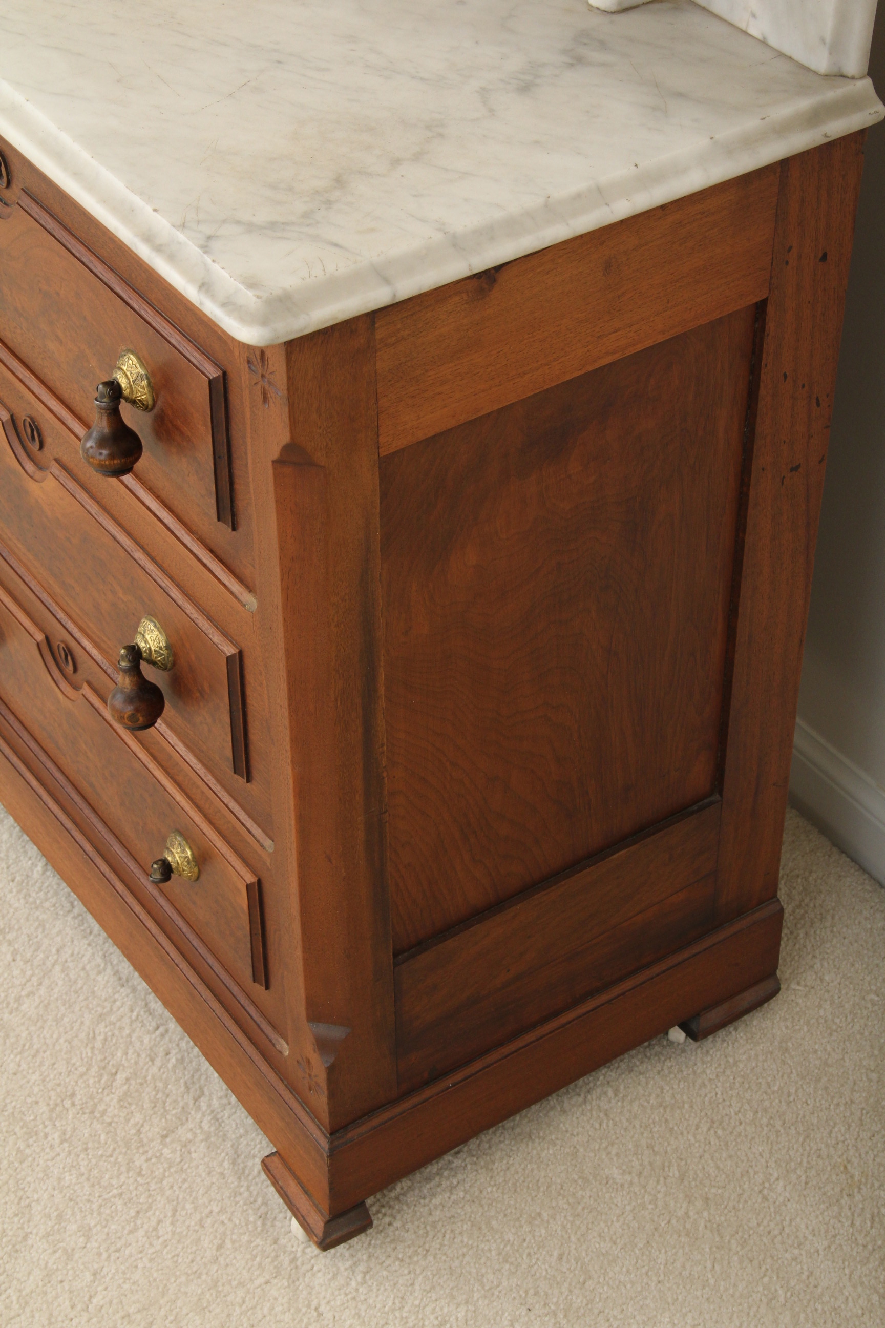 Antique Carrara Marble Top Washstand