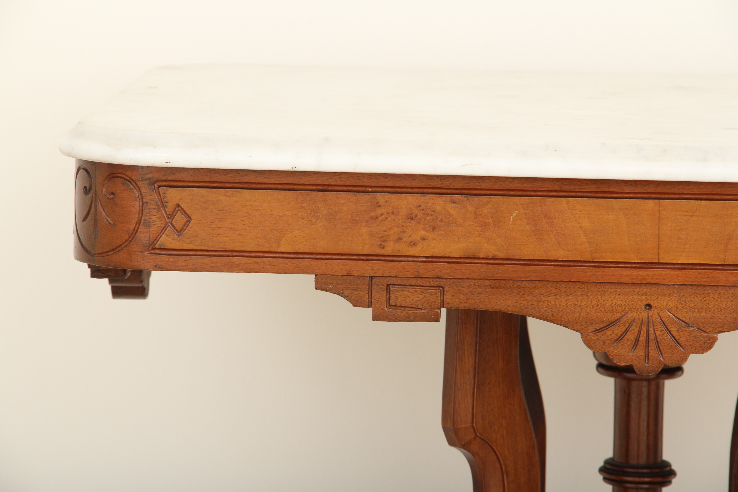 Eastlake Style Carrara Marble Top Side Table