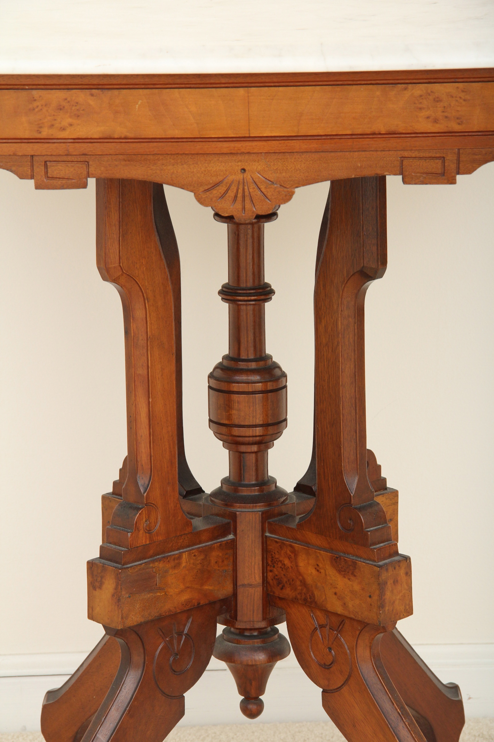 Eastlake Style Carrara Marble Top Side Table