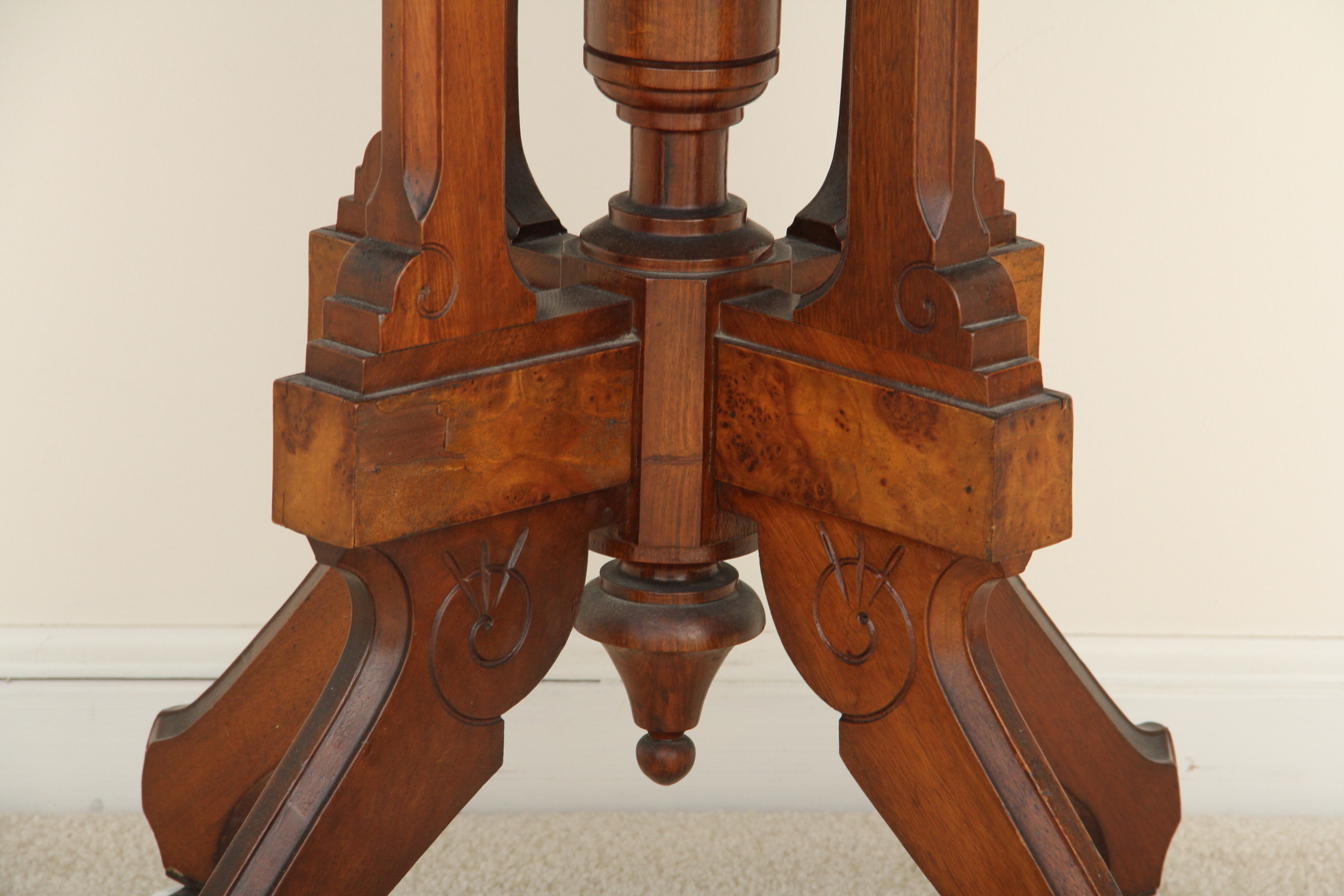 Eastlake Style Carrara Marble Top Side Table