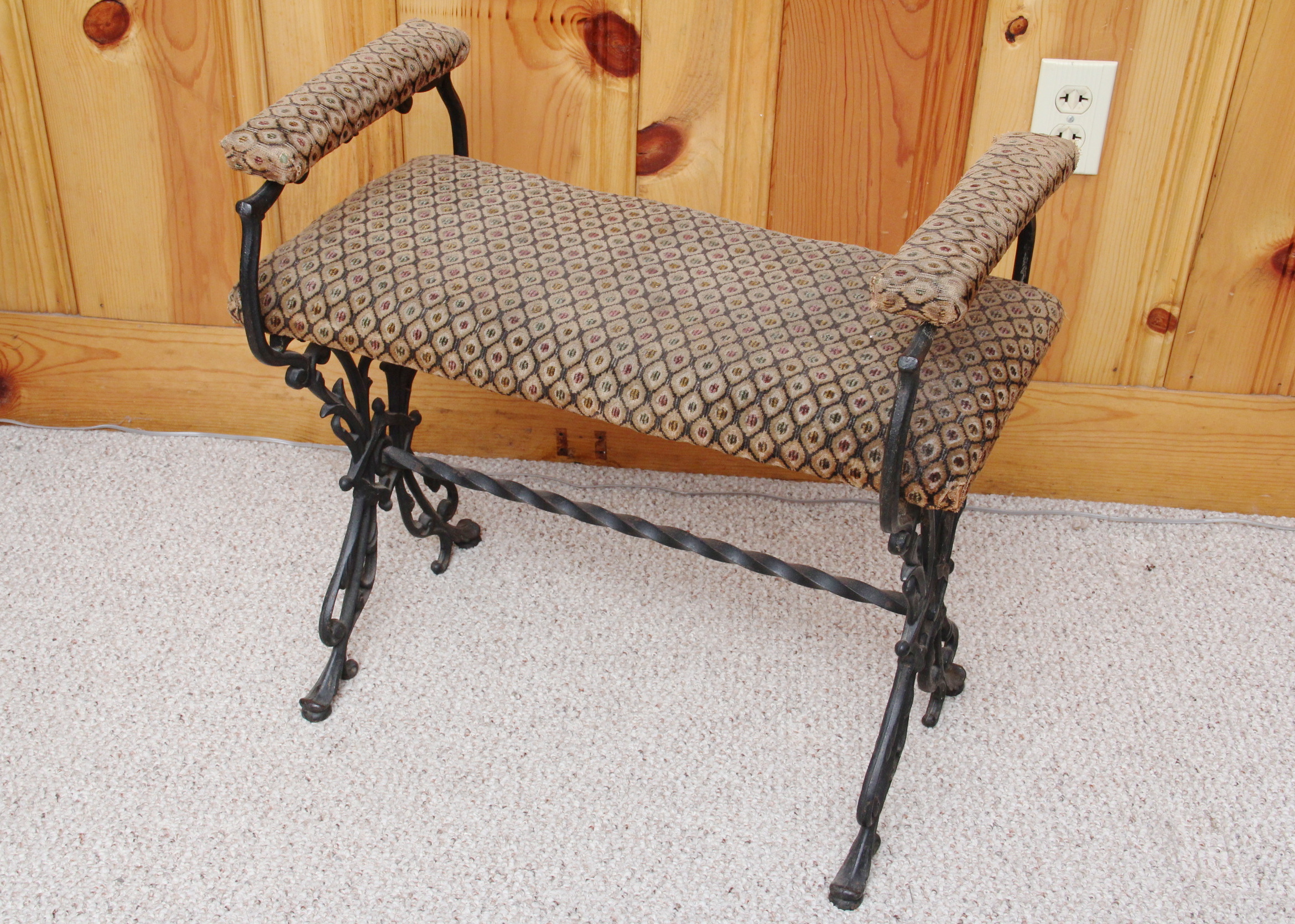 Wrought Iron Upholstered Bench