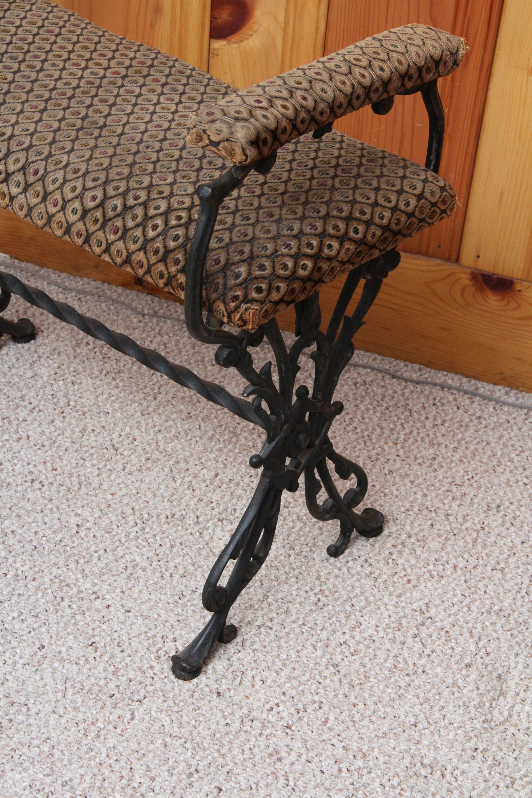 Wrought Iron Upholstered Bench