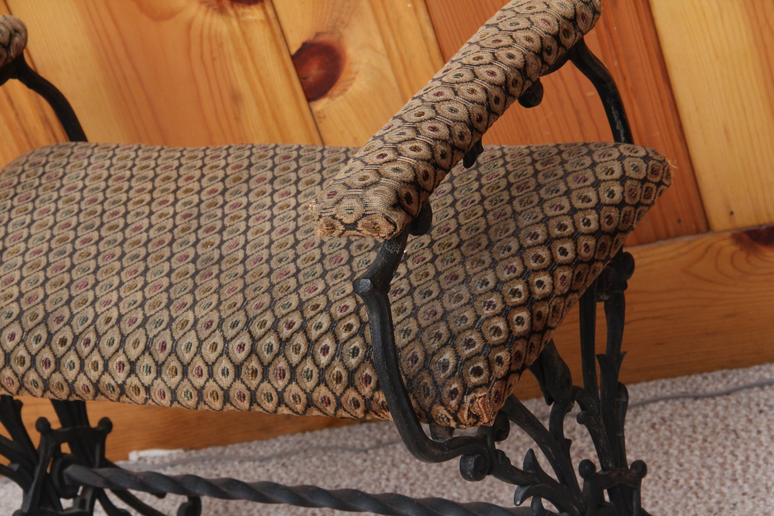 Wrought Iron Upholstered Bench