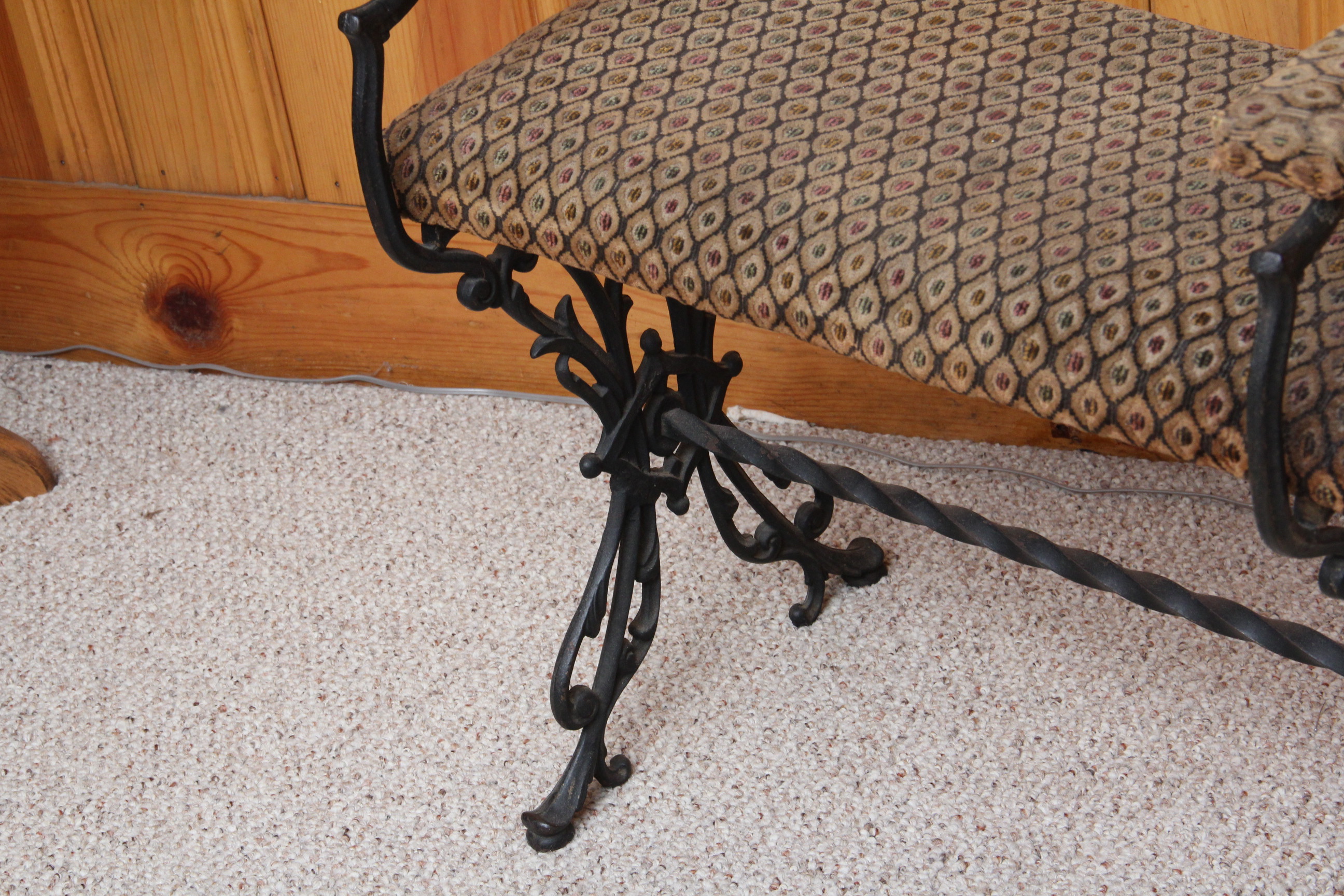 Wrought Iron Upholstered Bench