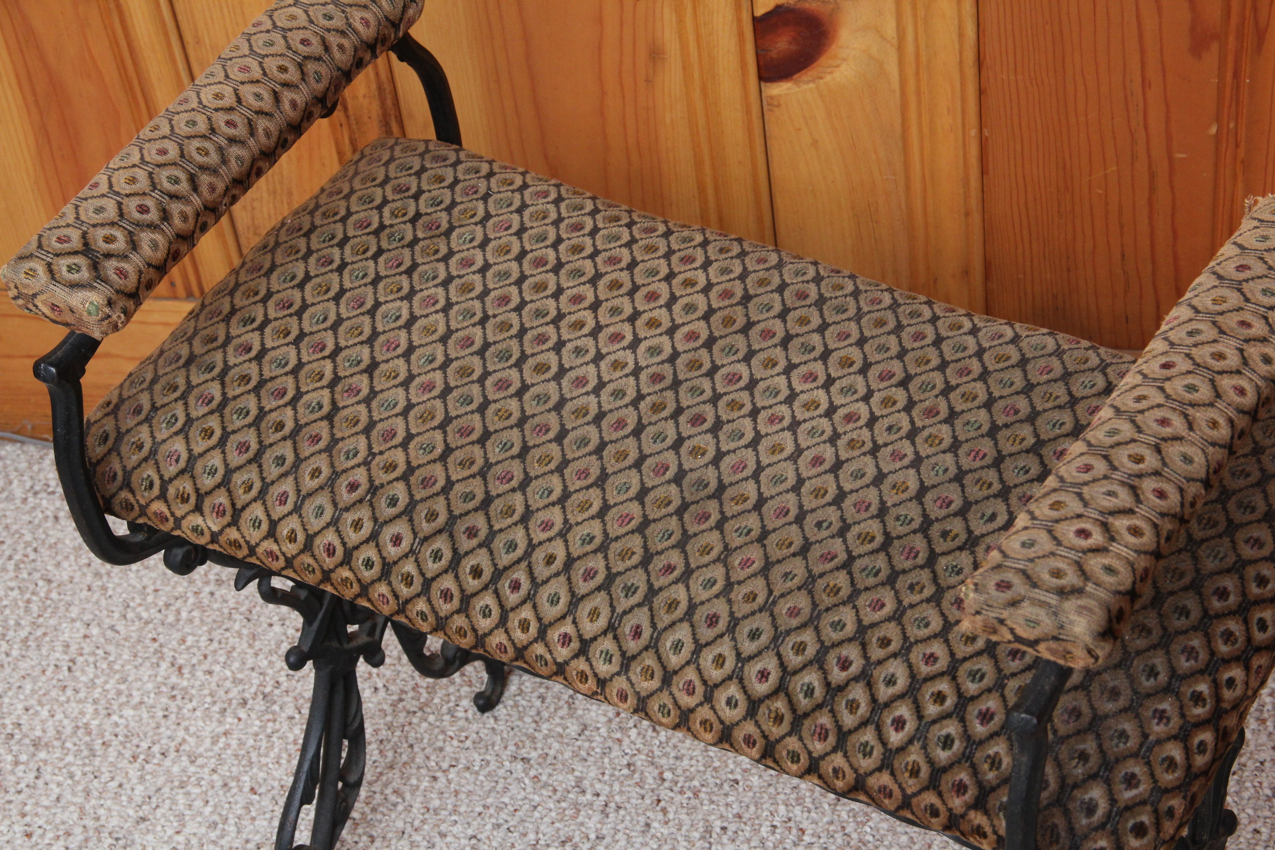 Wrought Iron Upholstered Bench