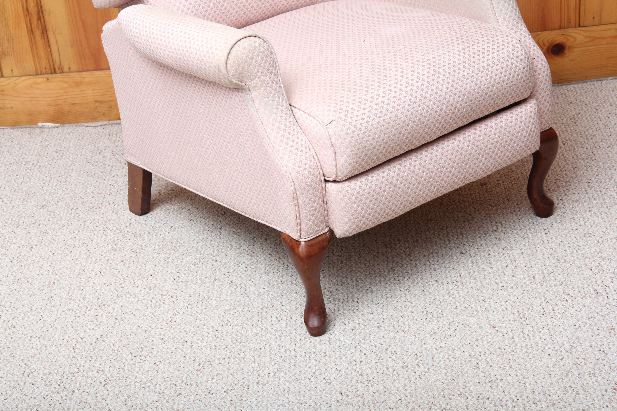 Pink Upholstered Wingback Chair