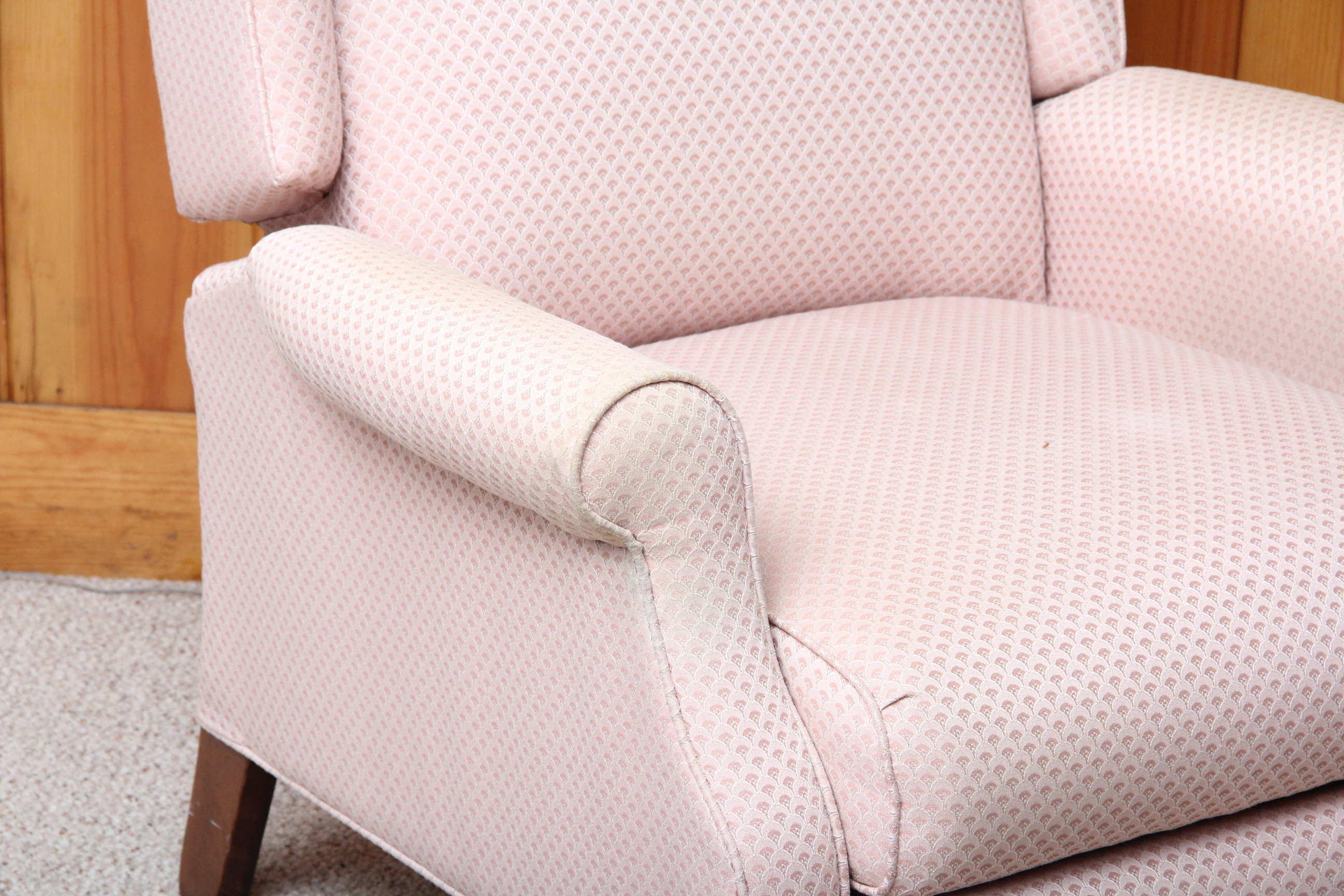 Pink Upholstered Wingback Chair