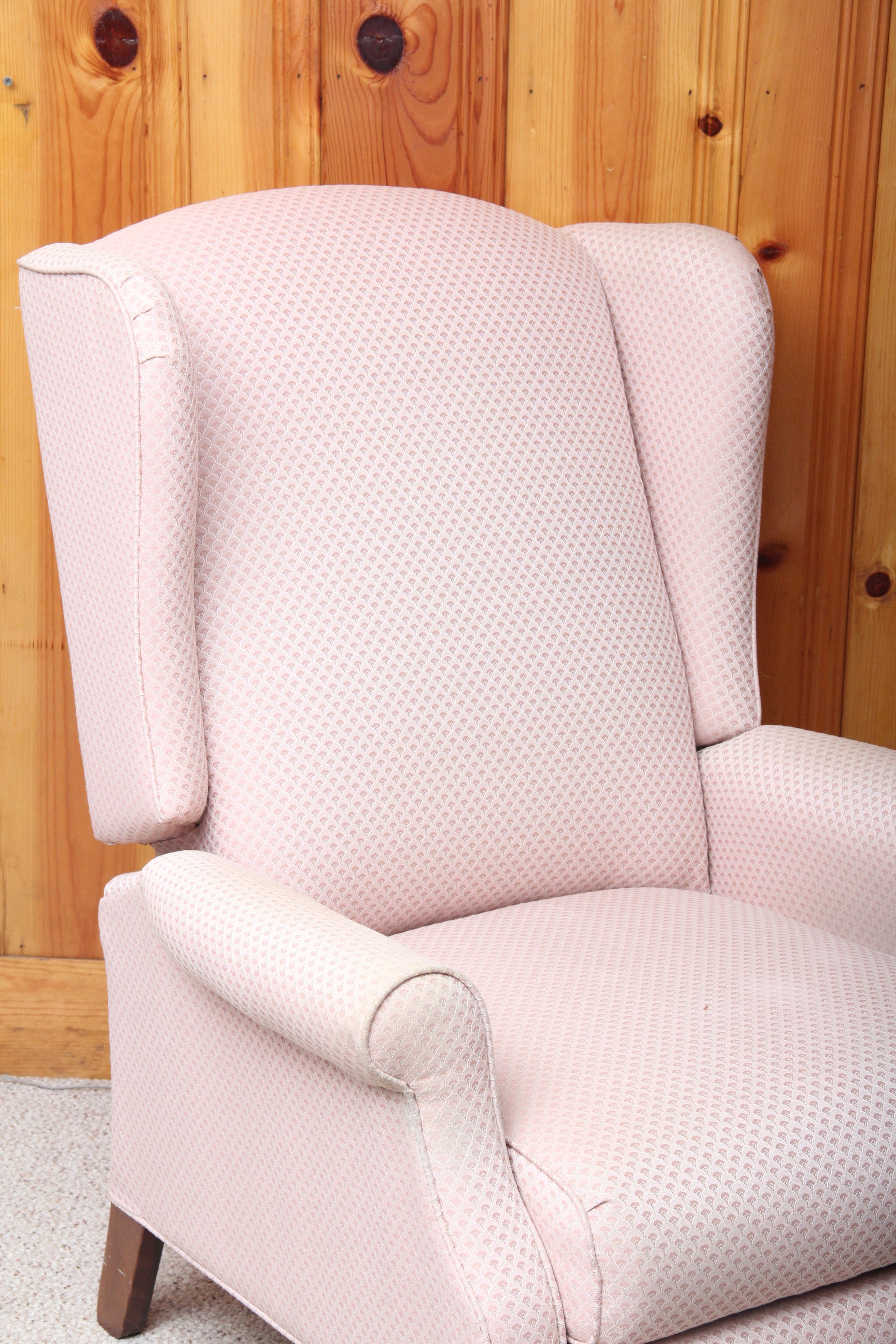 Pink Upholstered Wingback Chair
