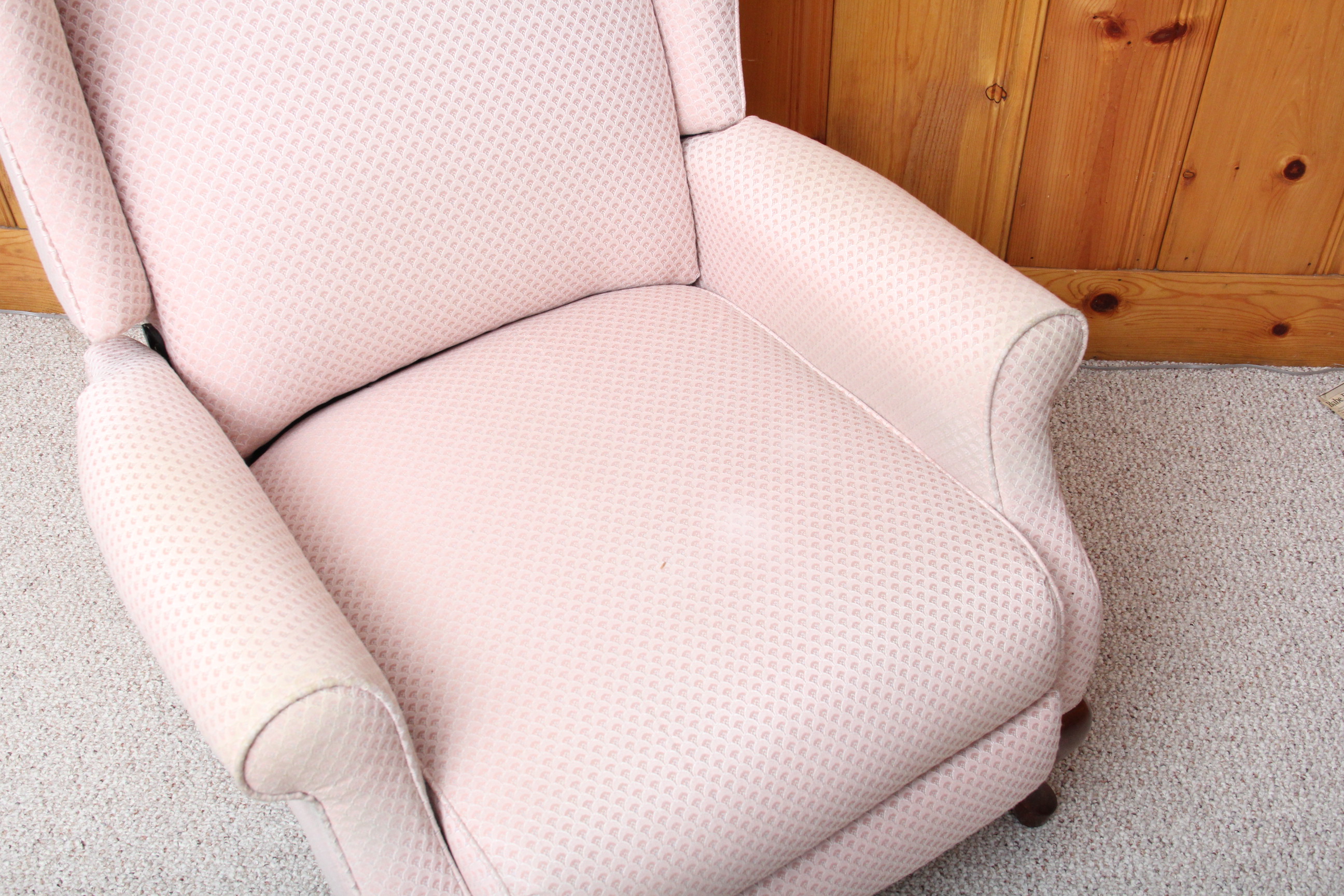 Pink Upholstered Wingback Chair