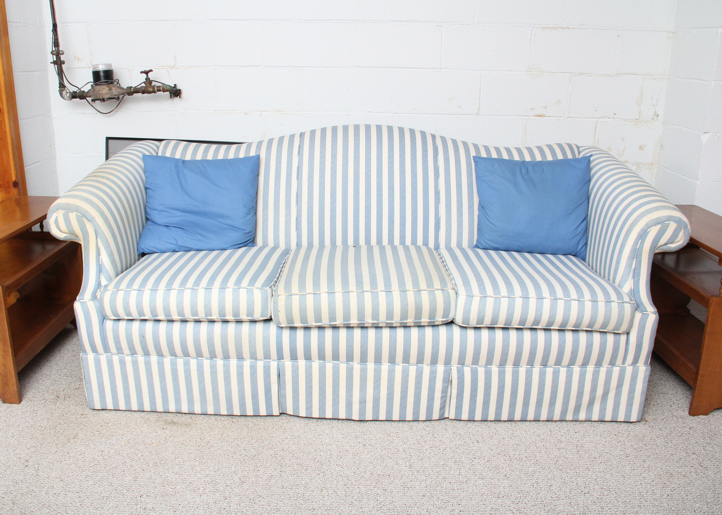 Striped Upholstered Sofa