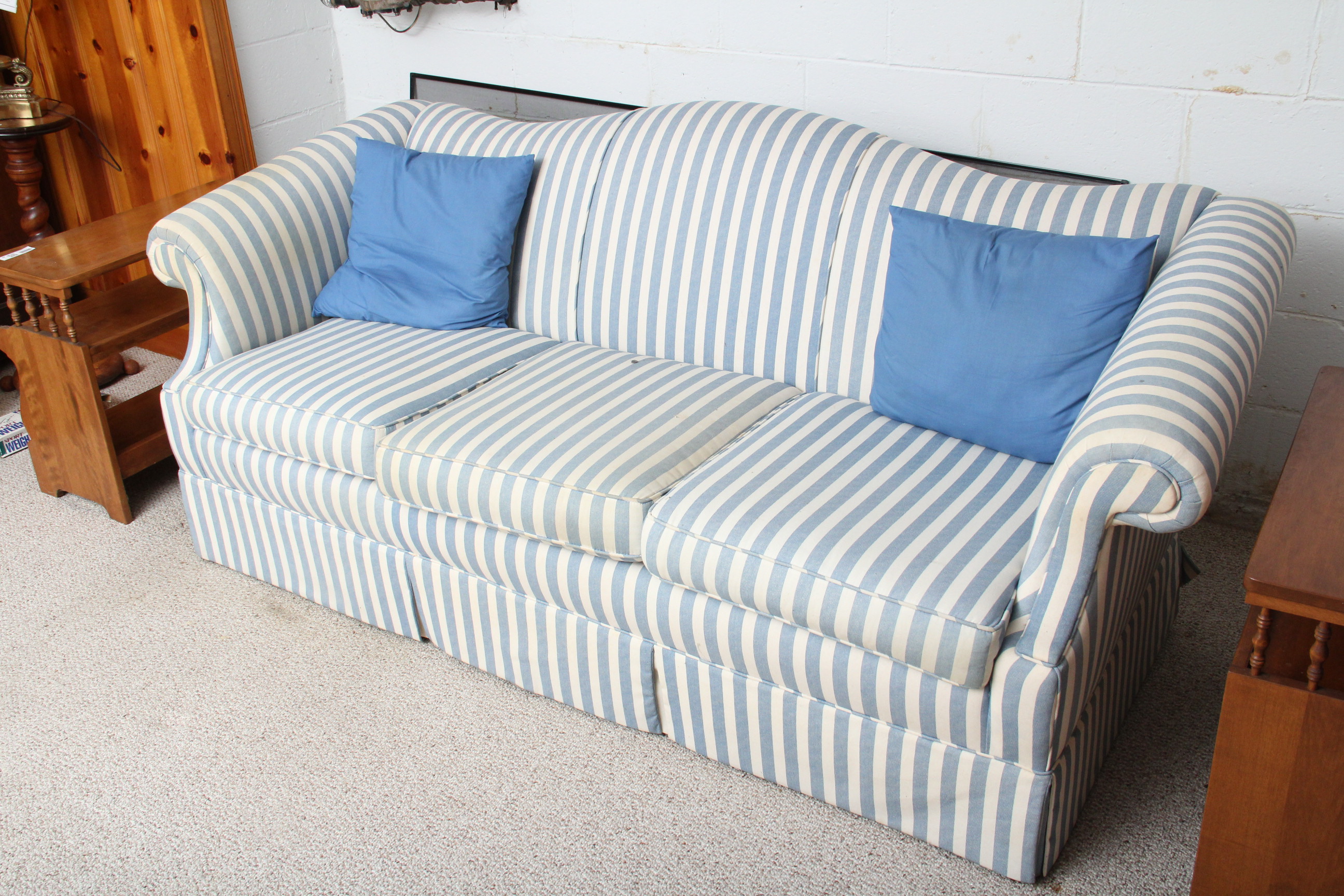 Striped Upholstered Sofa